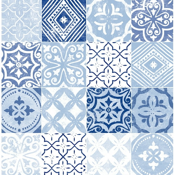 Stacy Garcia Home Glacier Blue Tilework Peel and Stick Wallpaper