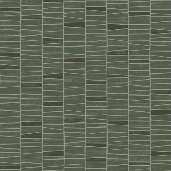 Stacy Garcia Home Green Organic Stripe Peel and Stick Wallpaper - 20.5 in. W. x 18 ft. L. Roll