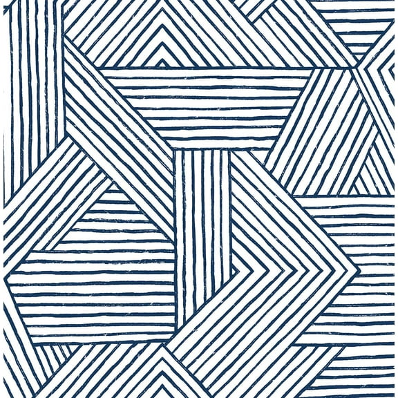 Stacy Garcia Home Navy Blue Etched Geometric Peel and Stick Wallpaper