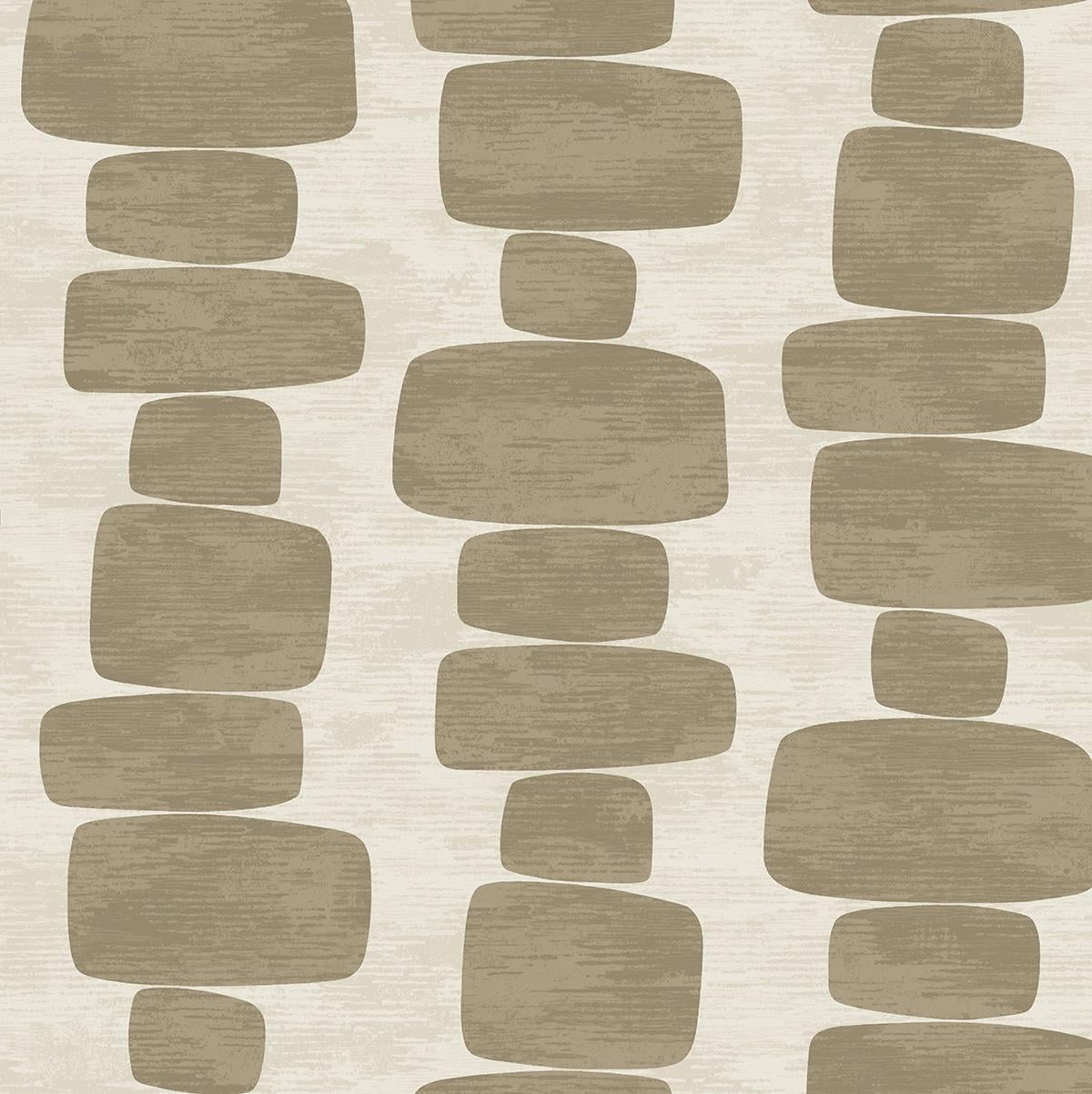 Stacy Garcia Home Tan Stripe Block Geometric Peel and Stick Wallpaper - 20.5 in. W. x 18 ft. L. Roll