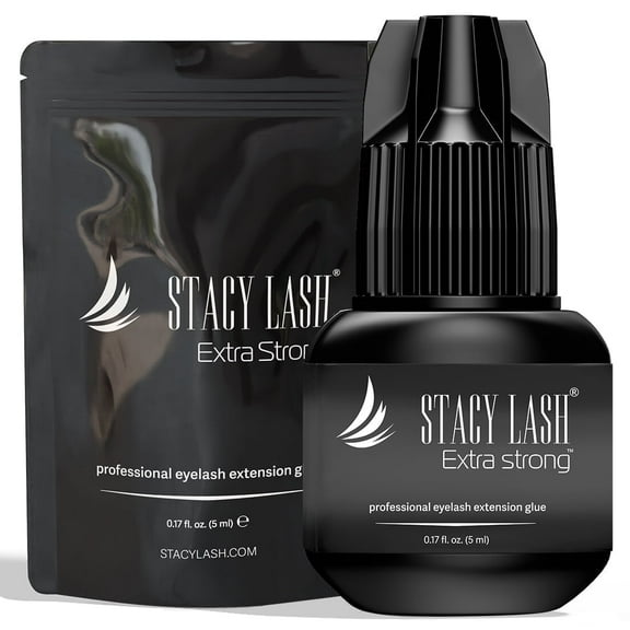 Stacy Lash Extra Strong Adhesive (0.17 fl.oz / 5 ml) / Black Cyanoacrylate Eyelash Extension Glue / Strong and Fast Drying Formula / Professional Use Only