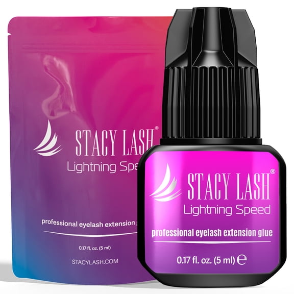Stacy Lash Lightning Speed Eyelash Extension Glue (5ml/ 0.17 fl. oz) / Black Cyanoacrylate Adhesive /Fast Drying Time & Strong Retention / Professional Use Only