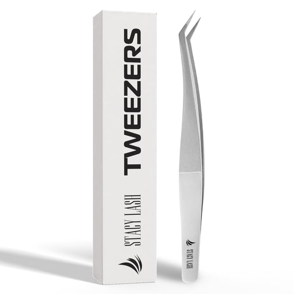 Stacy Lash STL-12 Curved Eyelash Extension Tweezers / Precision Tools for Classic & Volume Extensions & Premade Fans / Supplies for False Lashes / Beauty Accessories / Eyelashes Tool Applicator