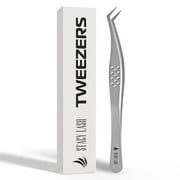 Stacy Lash STL-14 Curved Eyelash Extension Tweezers / Supplies for Classic Extensions & Volume Premade Fans / Precision Tools for False Lashes Application / Eyelashes Applicator / Beauty Accessories