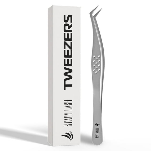 Stacy Lash STL-14 Curved Eyelash Extension Tweezers / Supplies for Classic Extensions & Volume Premade Fans / Precision Tools for False Lashes Application / Eyelashes Applicator / Beauty Accessories