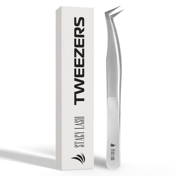 Stacy Lash STL-5 Eyelash Extension Tweezers / Supplies for Volume Extensions & Premade Fans / Precision Tool for False Lashes Application / Beauty Accessories / Curved Tweezer Tip / Eyelashes Tools