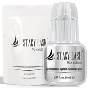 Stacy Lash Sensitive Eyelash Extension Glue (0.17fl.oz/5ml) / Black Cyanoacrylate Adhesive for Individual Eyelash Extensions/ Low Fumes / Professional Use Only