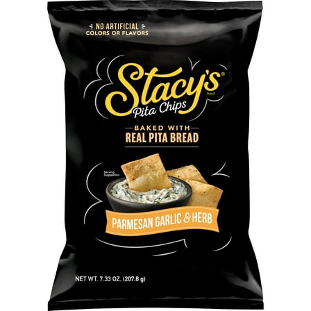 Stacy’s No Artificial Colors or Flavors Parmesan Garlic and Herb Pita Chips Bag, 7.33 oz​