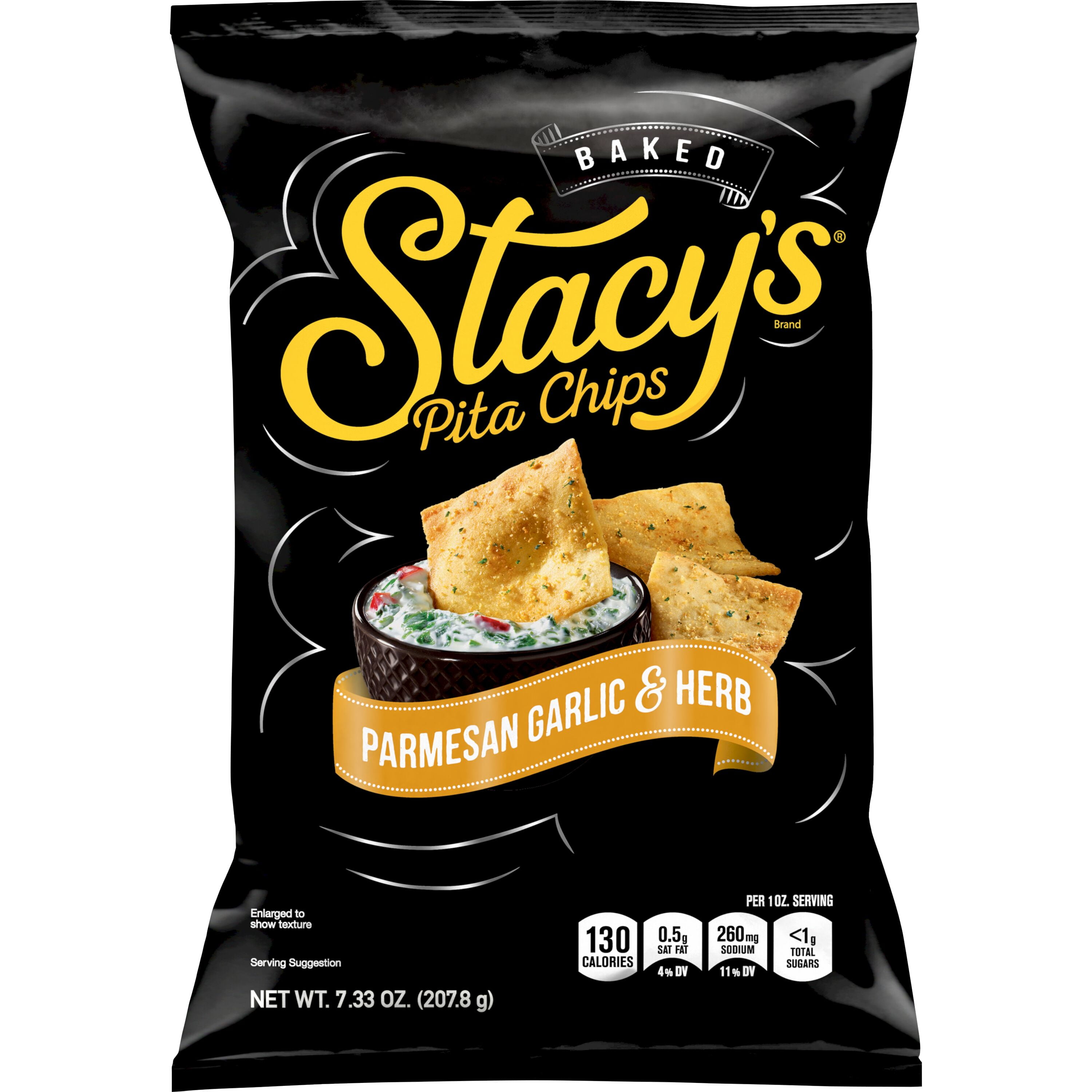 Stacy's Baked Pita Chips Parmesan Garlic and Herb Flavored Pita Snack Chips, 7.33 oz Bag