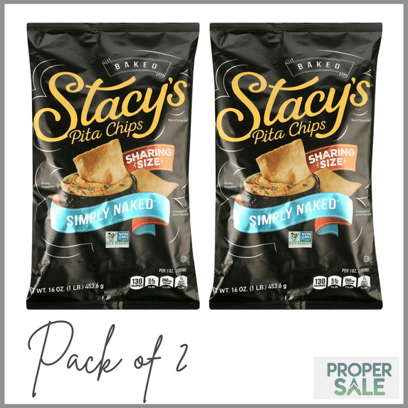 Stacy's Baked Pita Chips Simply Naked, 16 oz Bag ( pack of 2 )