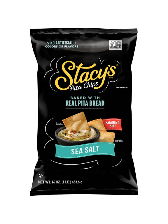 Stacy’s No Artificial Colors or Flavors Sea Salt Pita Chips Bag, 16 oz