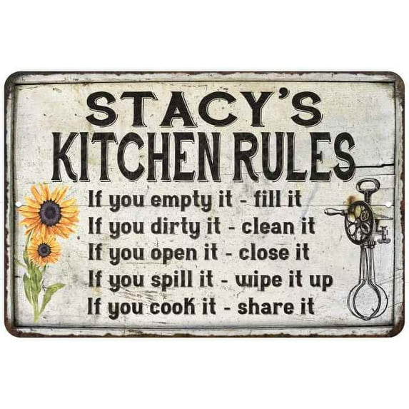 Stacy's Kitchen Rules Chic Sign Vintage Decor 16 x 24 Matte Finish Metal 116240032183