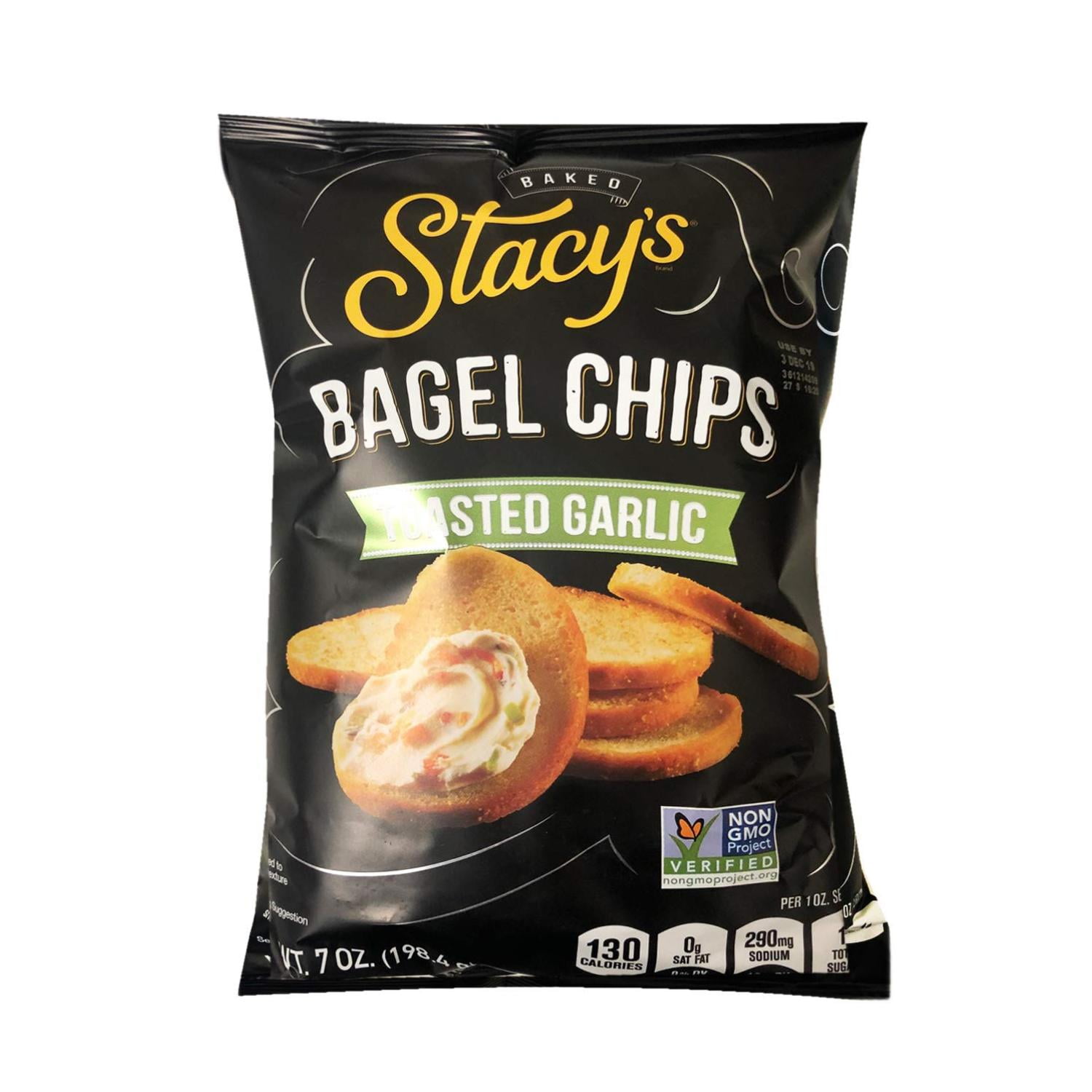 Stacy's Non GMO Baked Bagel Chips 7oz, 2 Pack (Toasted Garlic