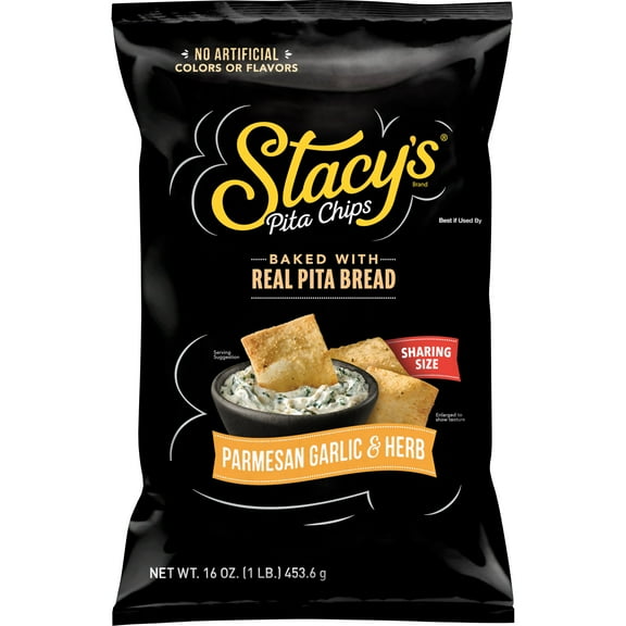 Stacys No Artificial Colors or Flavors Parmesan Garlic Pita Chips Bag, 16 oz