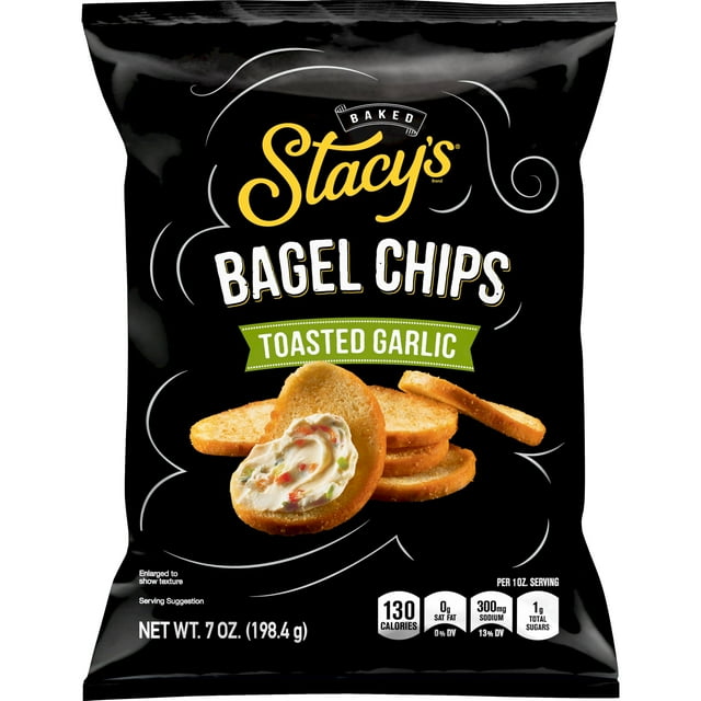 Stacy's Pita Chips Bagel Chips Toasted Garlic, 7 oz Bag