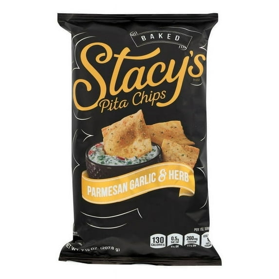 Stacy's Pita Chips Parmesan Garlic and Herb Pita Chips - Parmesan Garlic - Case of 12 - 7.33 oz.