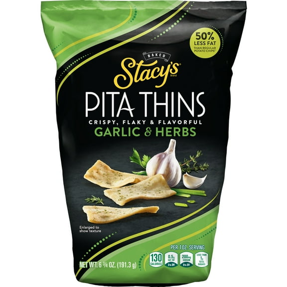Stacys No Artificial Colors or Flavors Garlic & Herbs Pita Thins Bag, 6.75 oz