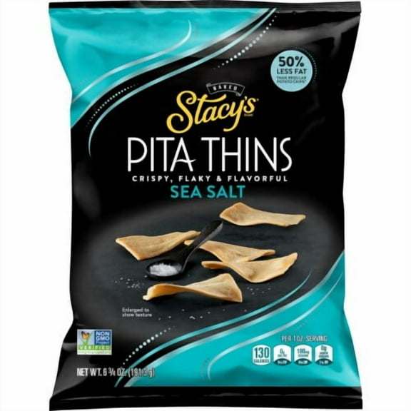 Stacy's Sea Salt Pita Thins Baked Pita Chip Snacks 6.75 oz - Pack of 2