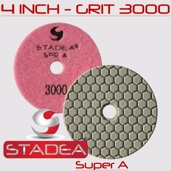 Stadea DPPD04SPRA30001P Dry Granite Diamond Polishing Pad for Granite Concrete Stone Marble Travertine Glass Polishing with Grit 3000