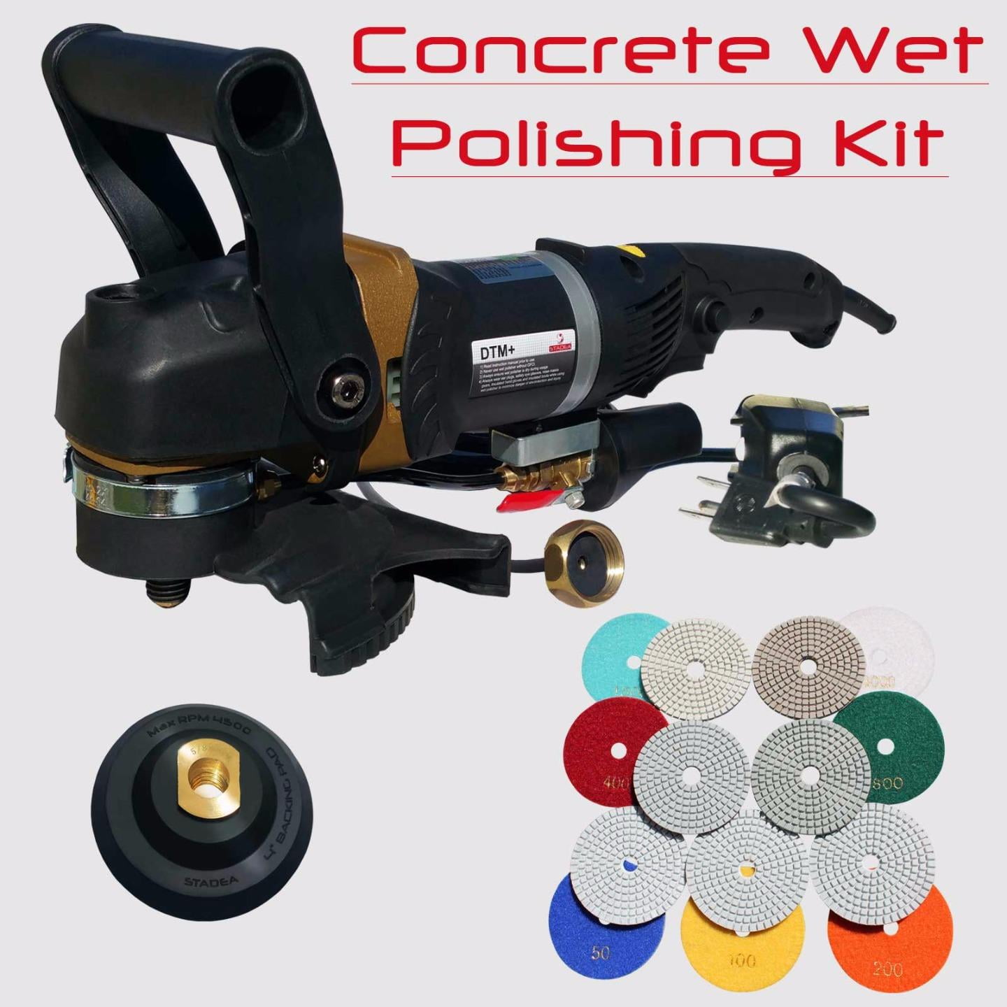 Wet Polisher,1400W/110V Variable Speed 4'' Grinder Machine, Granite Diamond Polisher With Pads Concrete Polisher Stone Polisher Kit for Tile,Marble,Gr