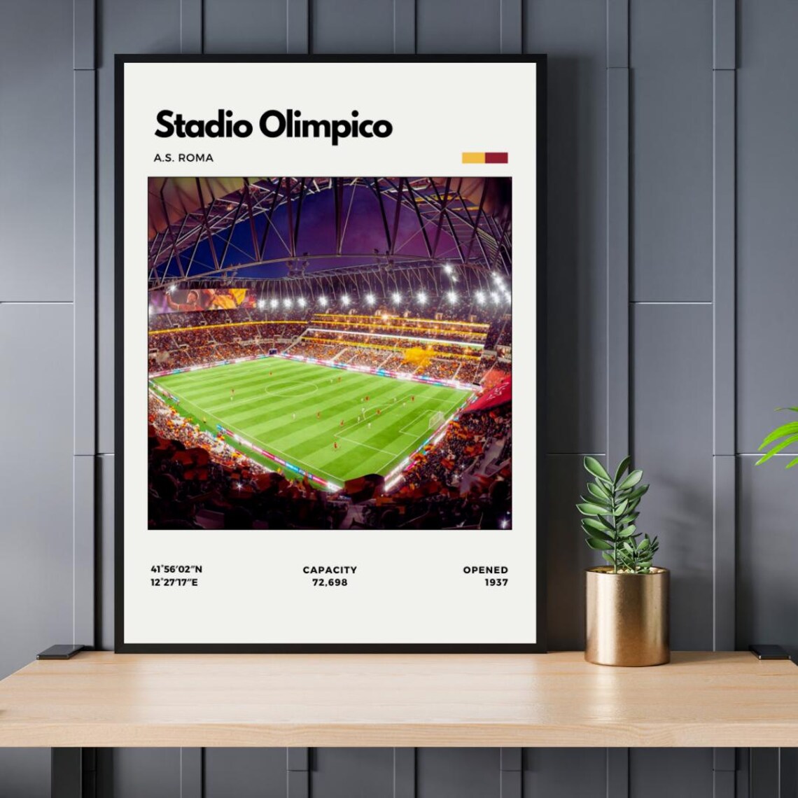 Stadio Olimpico A,S, Roma Print, Unframed Poster Size 8x12 - Walmart.com