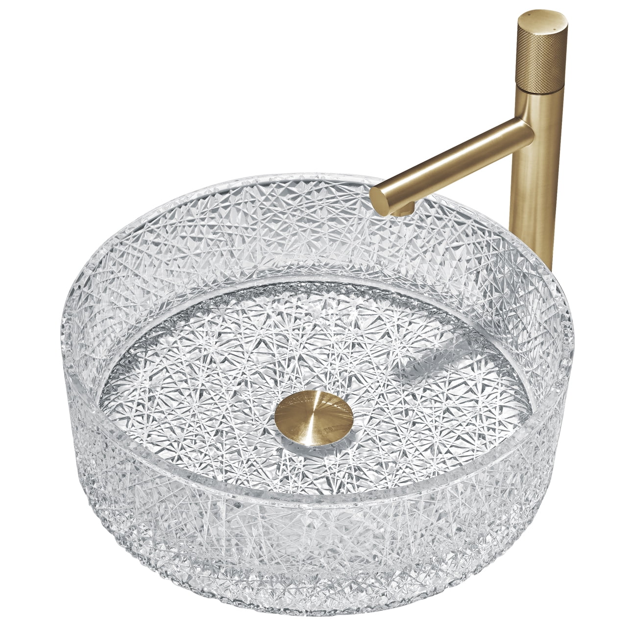 Stadium 14" Clear Textured Glass Circular Bathroom Vessel Sink