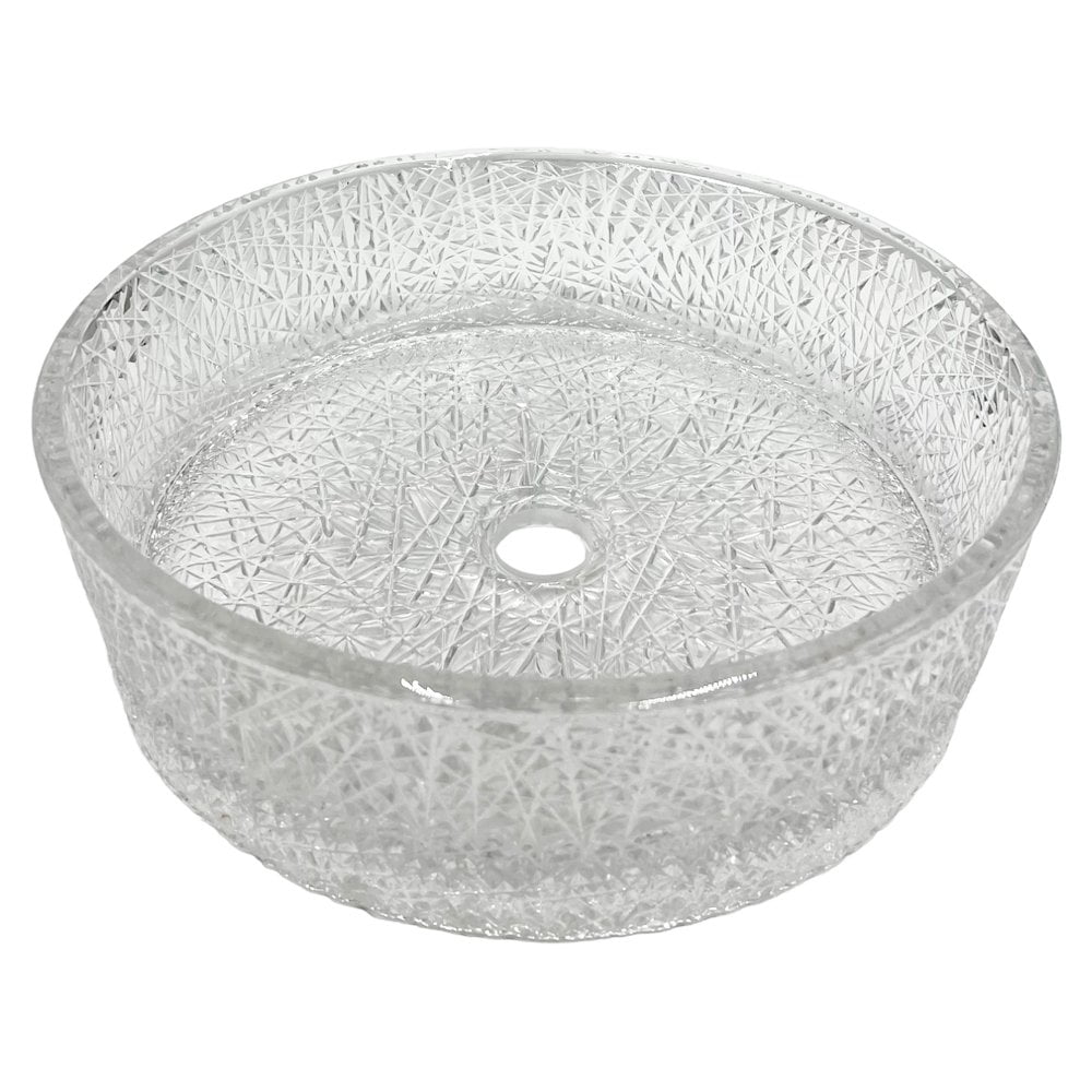 Stadium 14" Clear Textured Glass Circular Bathroom Vessel Sink