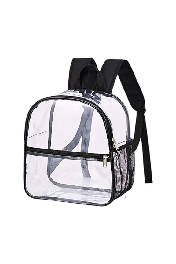 Stadium Approved Clear Backpack 12.6"x10.6"x5" - Transparent Event Backpack for Concerts, Sports Games & Festivals with Reinforced Shoulder Straps (Black)
