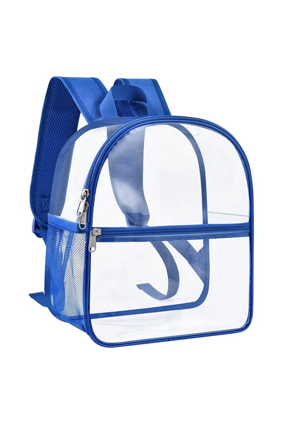 Stadium Approved Clear Backpack – 12x12x6 Inch Transparent Bag with Reinforced Straps – Small PVC Tote for Concerts, Sports, School & Work (Sky Blue, Plastic)