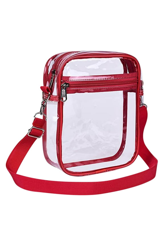 Stadium Approved Clear Bag for Stadium Events - 7.9x5.9x2.4in PVC Security Clear Bags for Women, Large Capacity with Adjustable Strap, Front Pocket for Phone/Keys