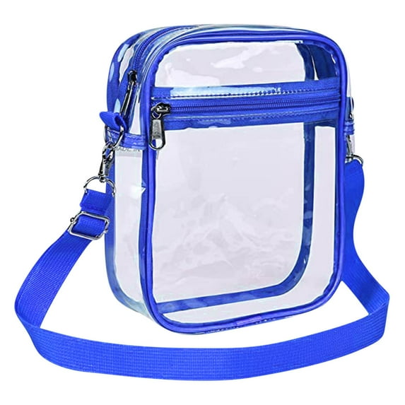 Stadium Approved Clear Bag for Stadium Events - 7.9x5.9x2.4in PVC Security Clear Bags for Women, Large Capacity with Adjustable Strap, Front Pocket for Phone/Keys