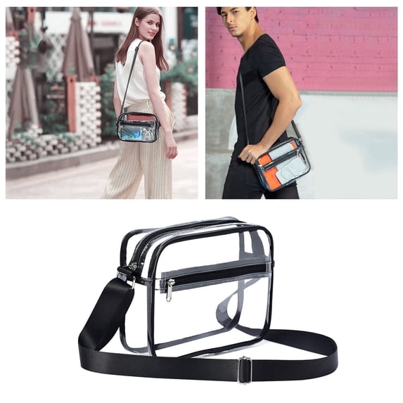 Stadium Approved Clear Crossbody Bag Shoulder Purse with Adjustable Strap for Concerts - Versatile Cosmetic Bag for Events