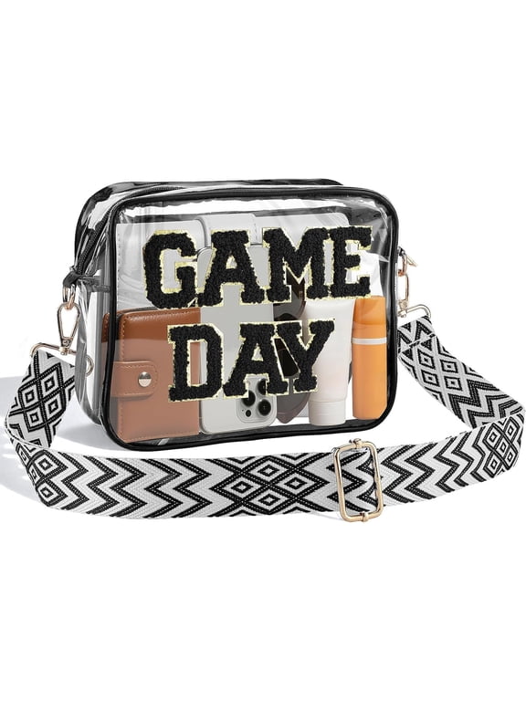 Stadium Approved Clear Game Day Crossbody Bag - 9" x 7" x 2.5" Women's Clear Purse for Football Games, Concerts, Music Festivals & All Outdoor Events