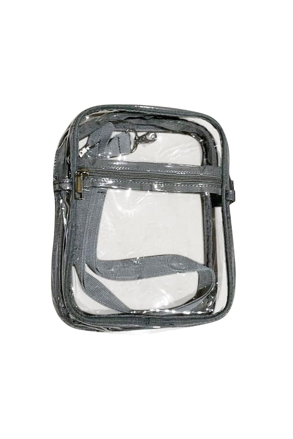 Stadium Approved Clear PVC Crossbody Bag, Security Friendly See-through Shoulder Pack, Front Pocket Easy Clean Transparent Sling Bag for Sports Event Business Travel Daily Quick Check Carry