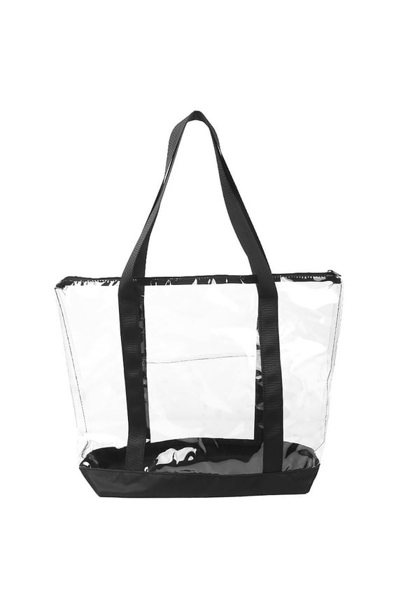 Stadium Approved Clear Tote Bag - Large Capacity, Material, Zipper Pouch - for Concerts/Sports Events