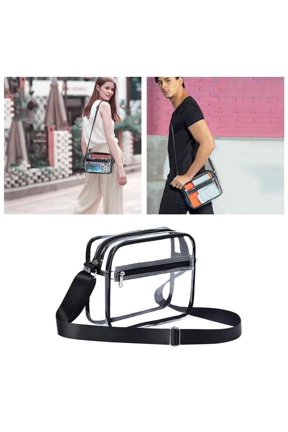 Stadium Approved Transparent Crossbody Shoulder Purse Featuring Customizable Strap For Live Events And Secure
