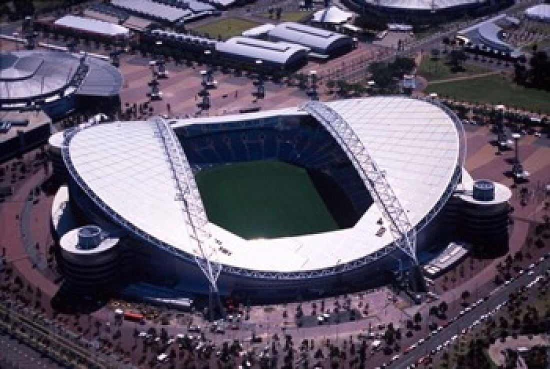 Stadium Australia Olympic Park Sydney Australia Canvas Art - David Wall DanitaDelimont (28 x 19)