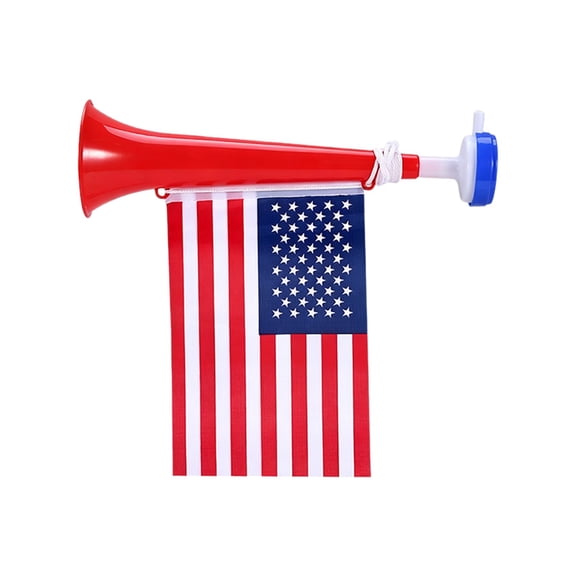 Stadium Cheering Horn, TINGXIN 2 In 1 Flag Cheering Prop, Adjustable Blow Noisemaker, for Soccer Matches, Game Viewing and Sports Party Celebration, G