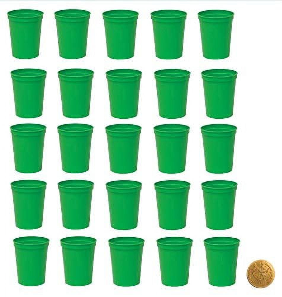 Stadium Cups, Pack of 25, Blank 16 oz Plastic Cups Green