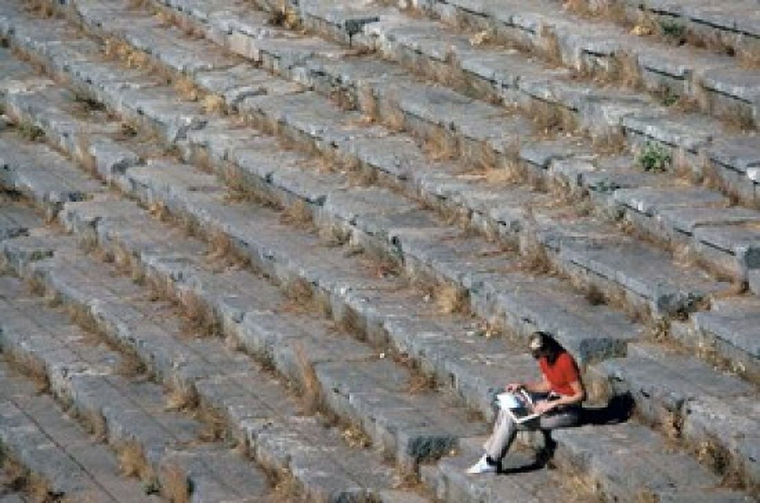 Stadium Delphi Greece Canvas Art - David Herbig DanitaDelimont (35 x 23)