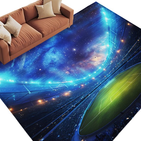 Stadium Night Area Rug 8x10 Washable Rug Non Slip Football Field Sky Large Area Rug Soft Stainresistant Indoor Floor Carpet for Living Room Bedroom Home Office Dining Room Nursery