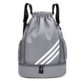 thumbnail image 1 of Stadium Sackpack, Sports Drawstring Backpack, Water Resistant Gym Bag with Shoes Compartment and Water Bottle Holder Pockets, for Gym, Travel, Swimming, Beach, Men Women (Gray), 1 of 3