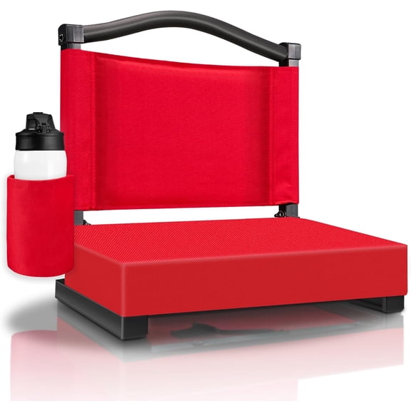Stadium Seat with Back Support and Thick Cushion Wide Bleacher Chairs with Back and Cushion Hold up 350lbs Stadium Chair with Shoulder Strap and Pocket