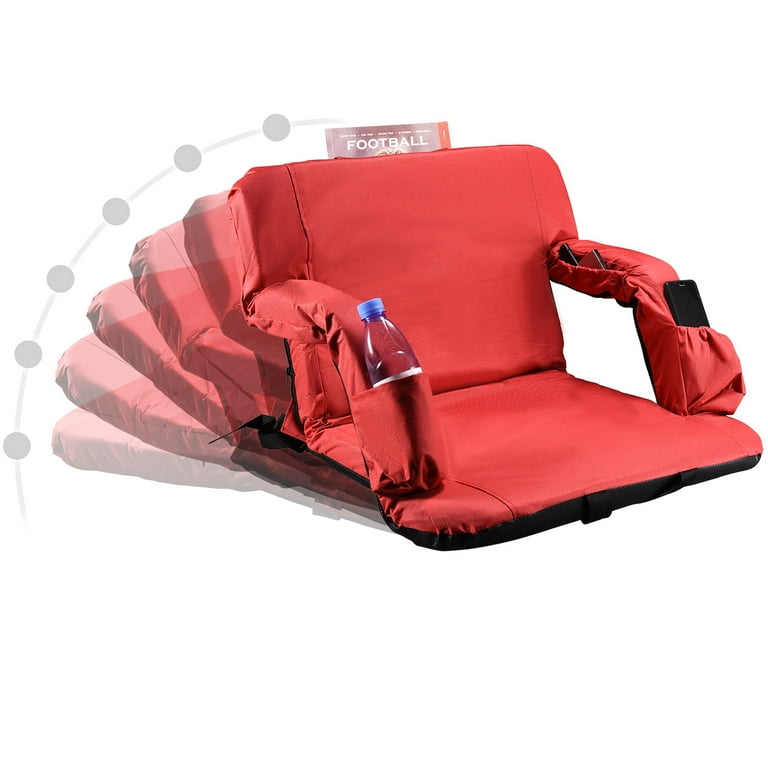 Portable Stadium Seat Cushion with Backs Folding Bleacher Seats Cushion red  