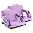 thumbnail interactive-video image 1 of 2-Pack SEGAWE Portable Stadium Seats – Bleacher Chairs With 5 Reclining Positions, Armrest, Cup Pocket – Red 1 of 5