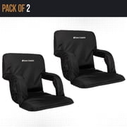 Stadium Seat Chair, 2 Pack- Bleacher Cushions with Padded Back Support, Armrests, 6 Reclining Positions and Portable Carry Straps By Home-Complete