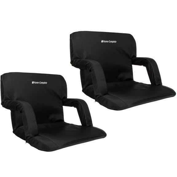 Stadium Seat Chair, 2 Pack- Bleacher Cushions with Padded Back Support, Armrests, 6 Reclining Positions and Portable Carry Straps By Home-Complete