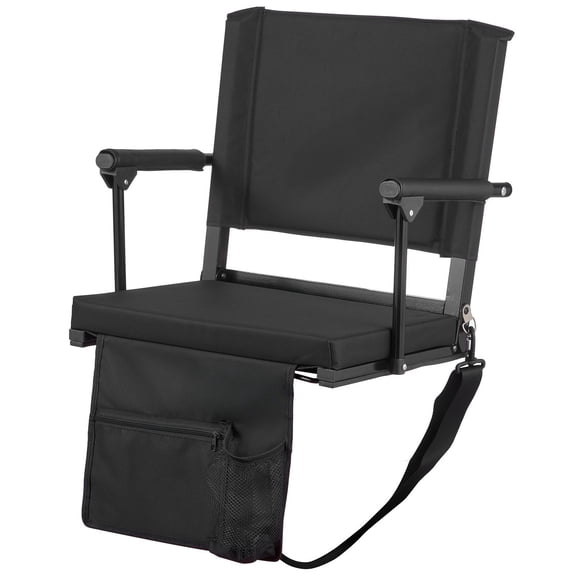 Stadium Seat convenient Bleacher Chair with Back Support Armrest Thick Padded Shoulder Strap Cup Holder Hook Football 1 Pack