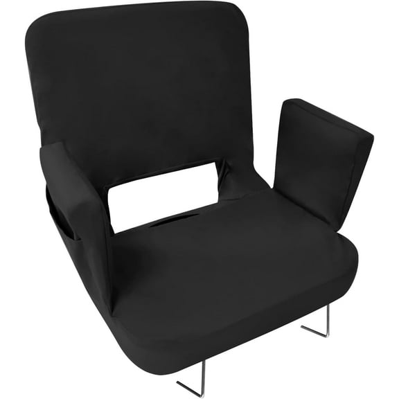 Stadium Seat with Back Support, Regular Size 18.7”Width (Seat 17”), 3 Reclining Positions, Wide Bleacher Seats with 2 Hook, Picnic Seat (Black)