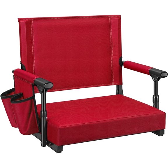 Stadium Seat with Back Support and Cushion, Portable Bleacher Chair with Cup Holder and Shoulder Strap, Comfortable for Various Sports Events